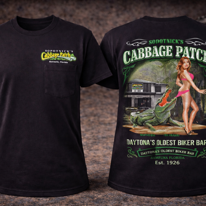 Cabbage Patch Gator Girl T-Shirt – Daytona’s Oldest Biker Bar Classic
