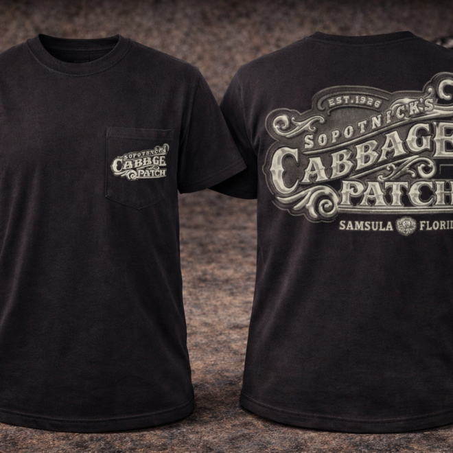 Sopotnick’s Cabbage Patch Vintage Script Pocket T-Shirt
