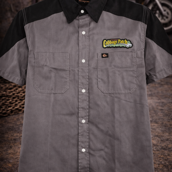 Cabbage Patch Two-Tone Work Shirt – Gray & Black Button-Up