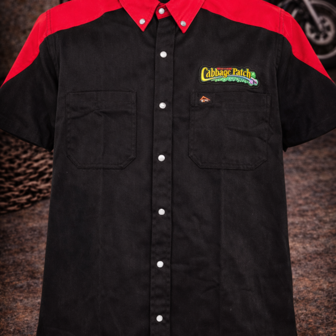 Cabbage Patch Two-Tone Work Shirt – Black & Red Signature Edition