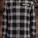 Cabbage Patch Signature Logo Men’s Flannel Shirt – Black & Gray Plaid